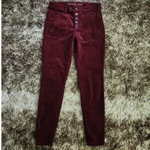 American Eagle Jegging Women's Sz 6 Burgundy Corduroy Hi-Rise Button-Fly Stretch